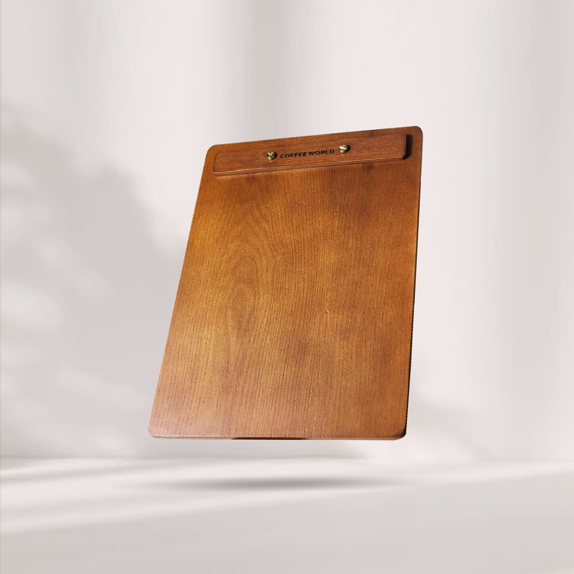 A4 Wood Menu Board with Screws แผ่นปกเมนูไม้