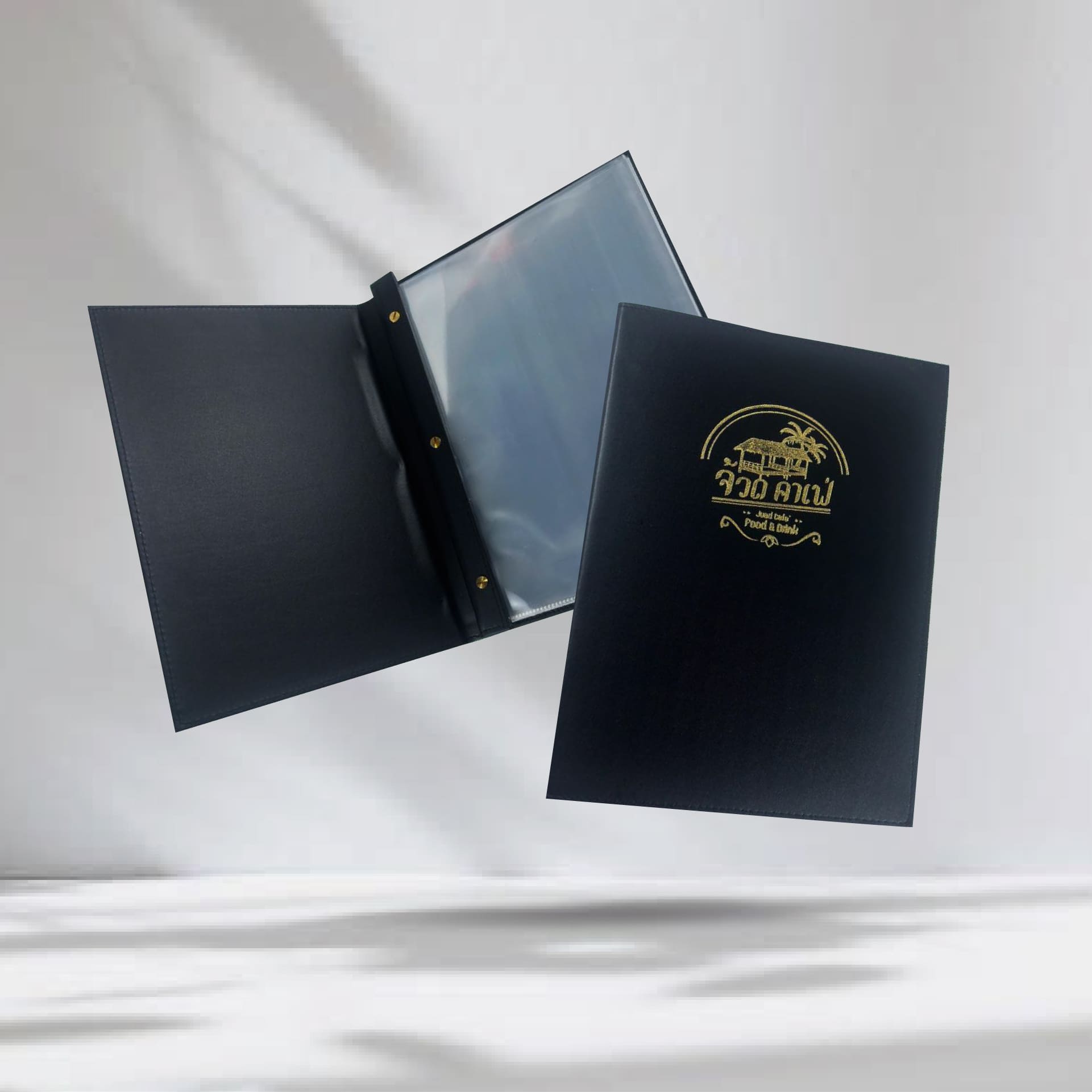 Premium Black Menu Cover ปกเมนูหนังเทียมพีวีซี สีดำ