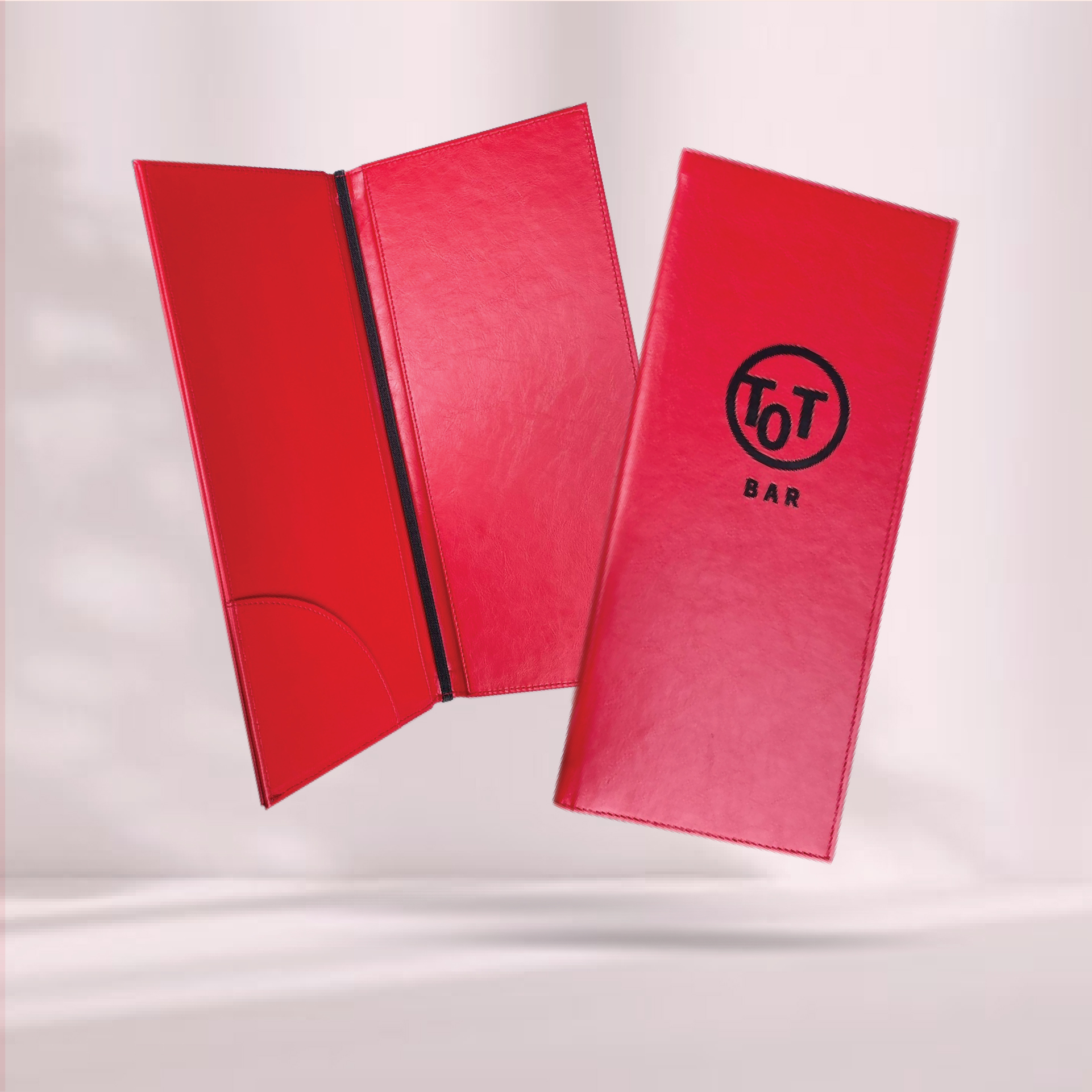 Red Leather Menu Cover ปกเมนูหนังเทียมสีแดง