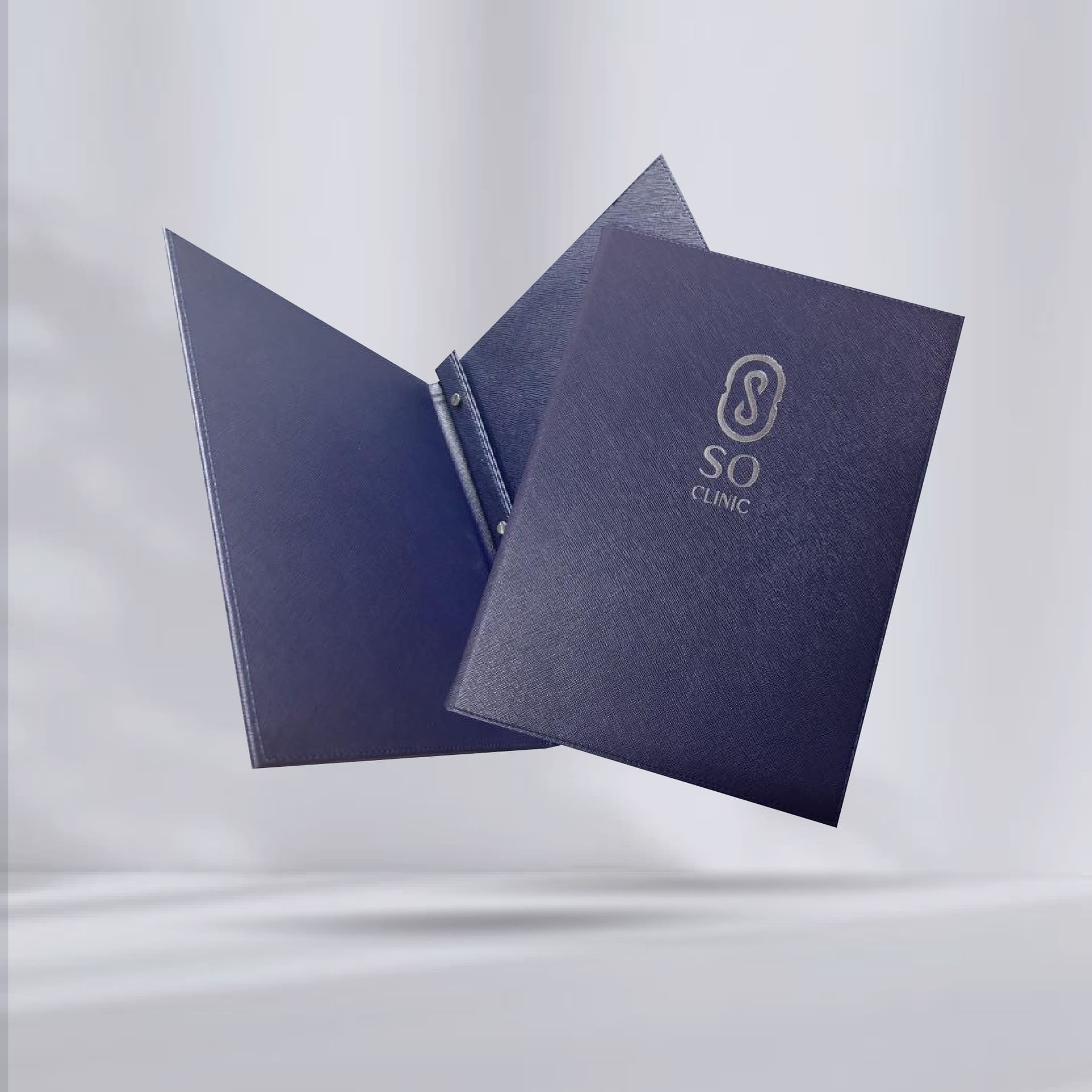 A4 Navy Blue Menu Cover ปกเมนูหนังเทียมพีวีซี สีกรม
