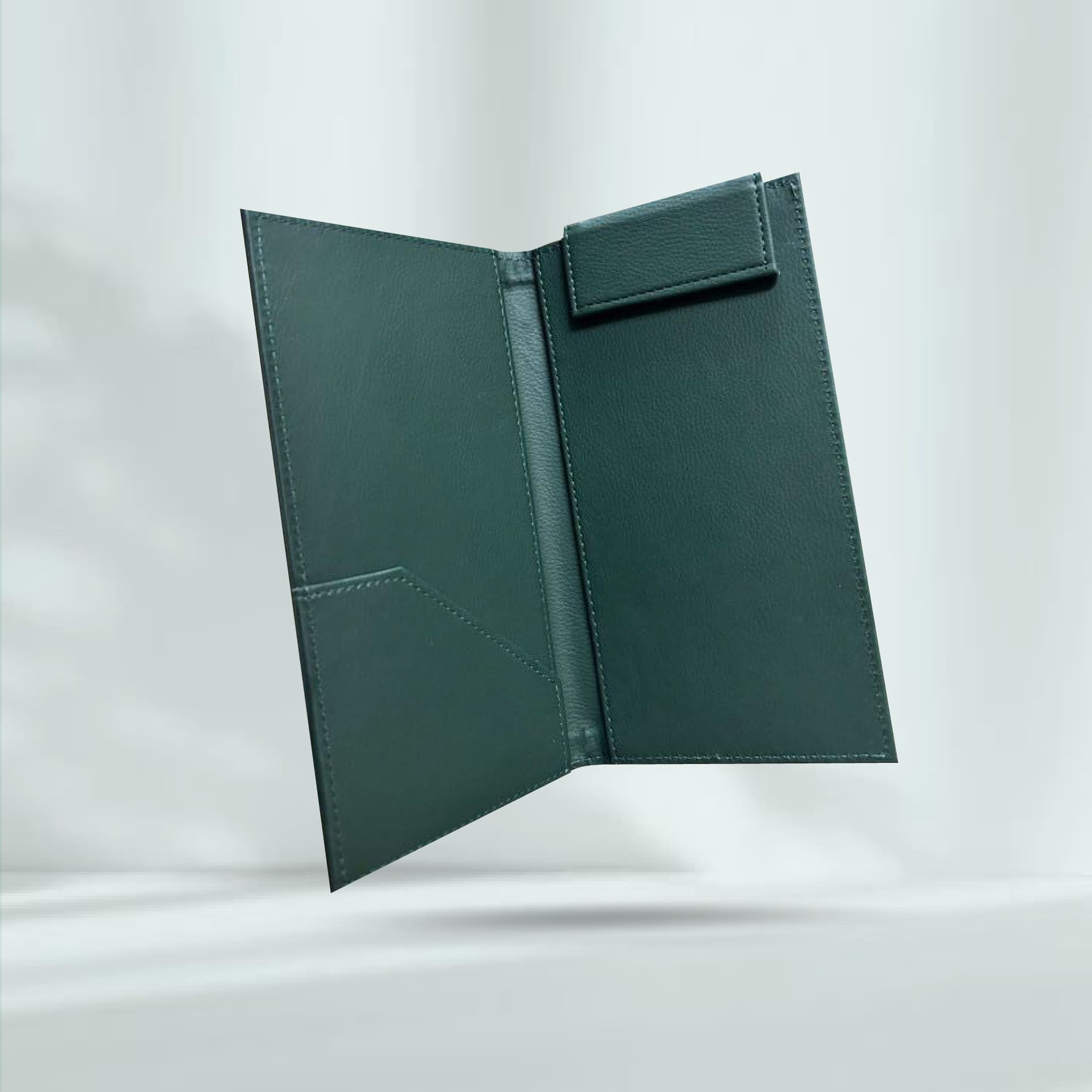 Green Leather Bill folder ปกใบเสร็จหนังเทียมสีเขียว