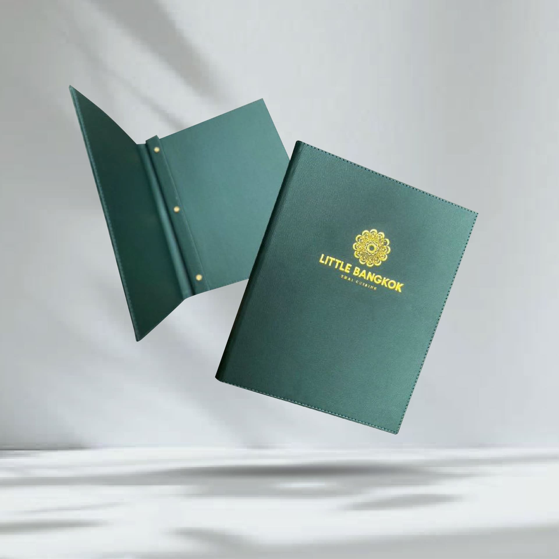 Green - Leather Menu Cover ปกเมนูอาหารหนังเทียมพียู สีเขียว