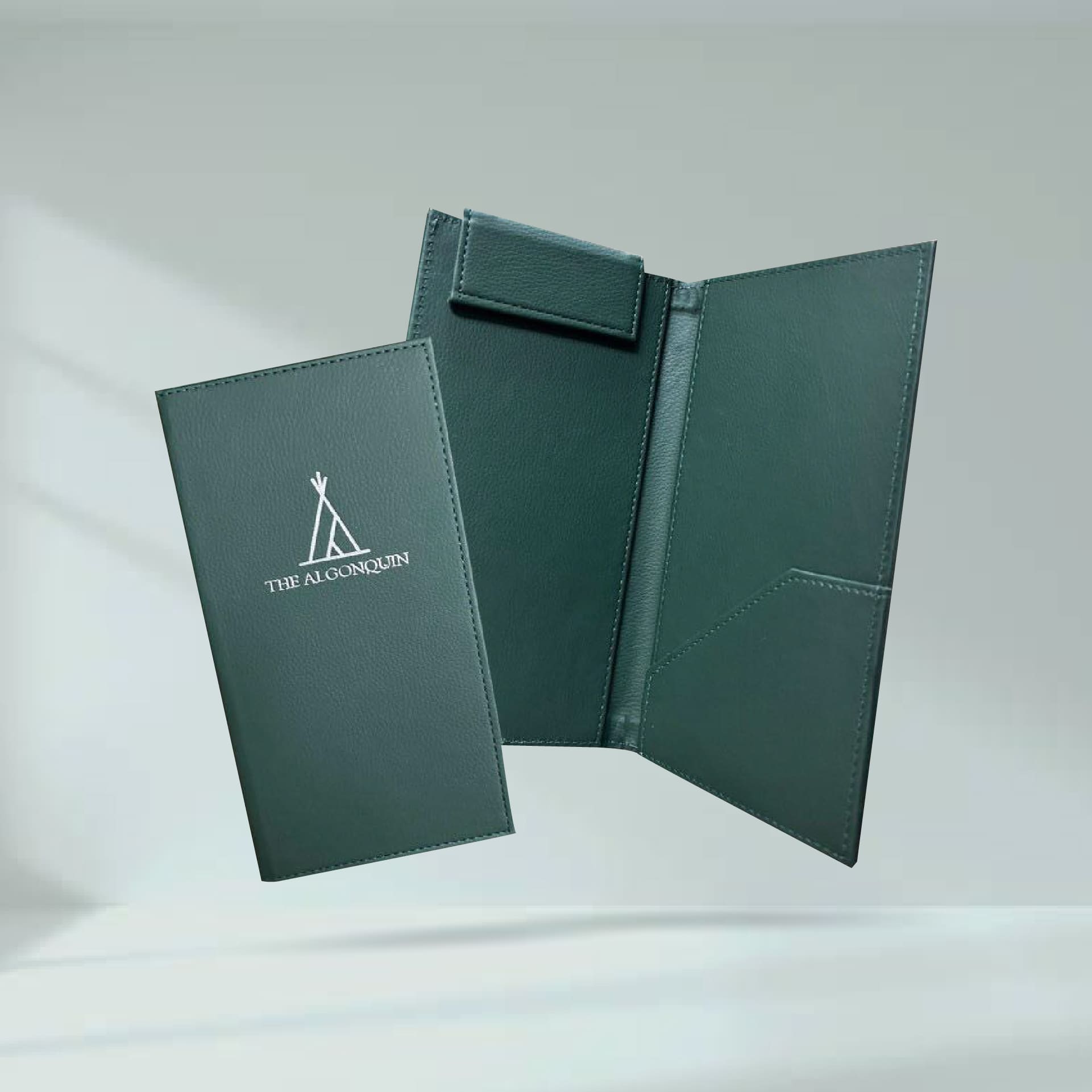 Green Leather Bill folder ปกใบเสร็จหนังเทียมสีเขียว