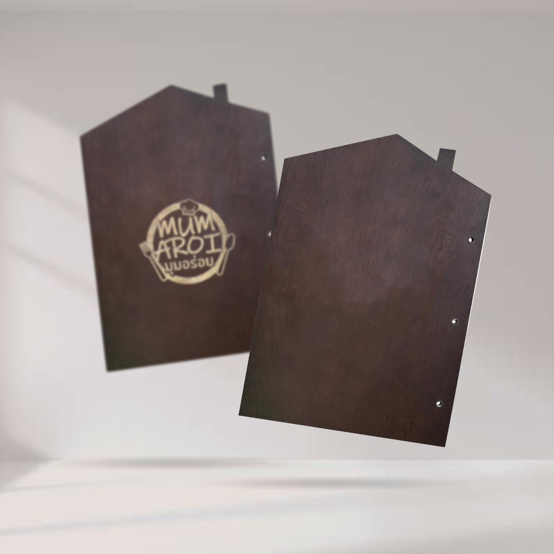Wood Menu Board with Screws Home แผ่นไม้อัดลายไม้สัก เคลือบและทำสี 