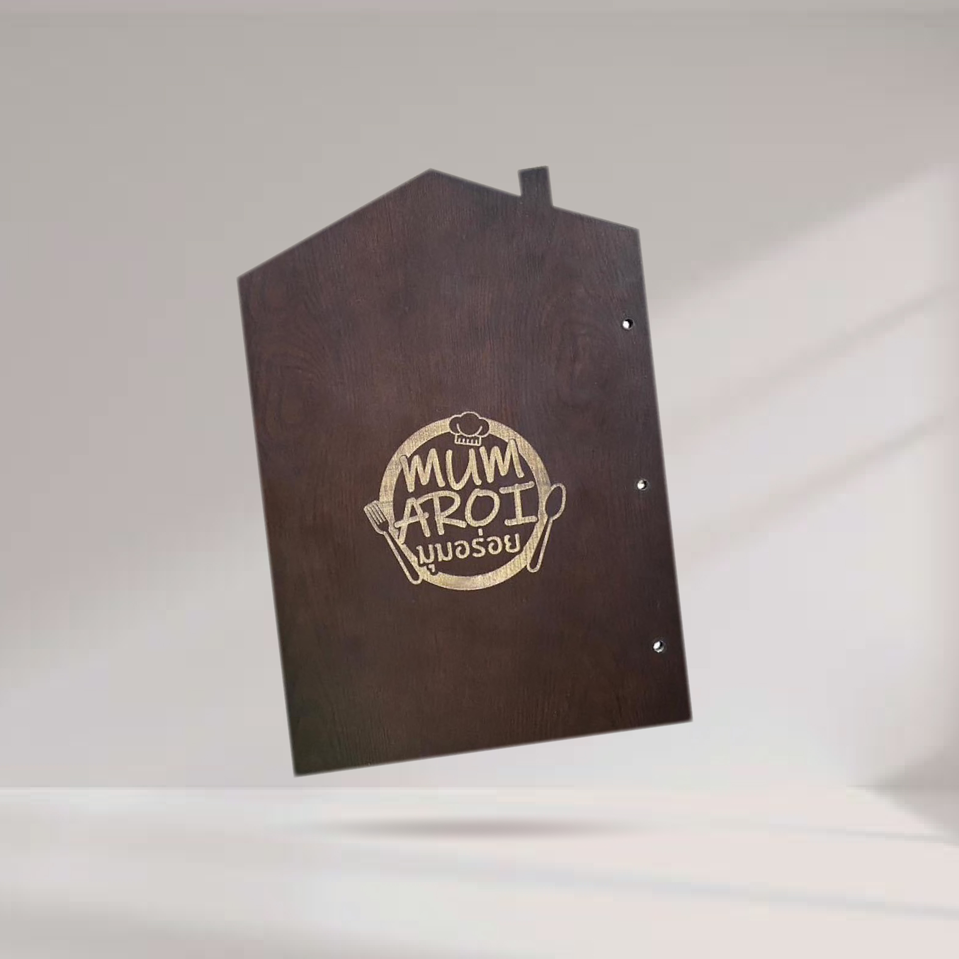 Wood Menu Board with Screws Home แผ่นไม้อัดลายไม้สัก เคลือบและทำสี 