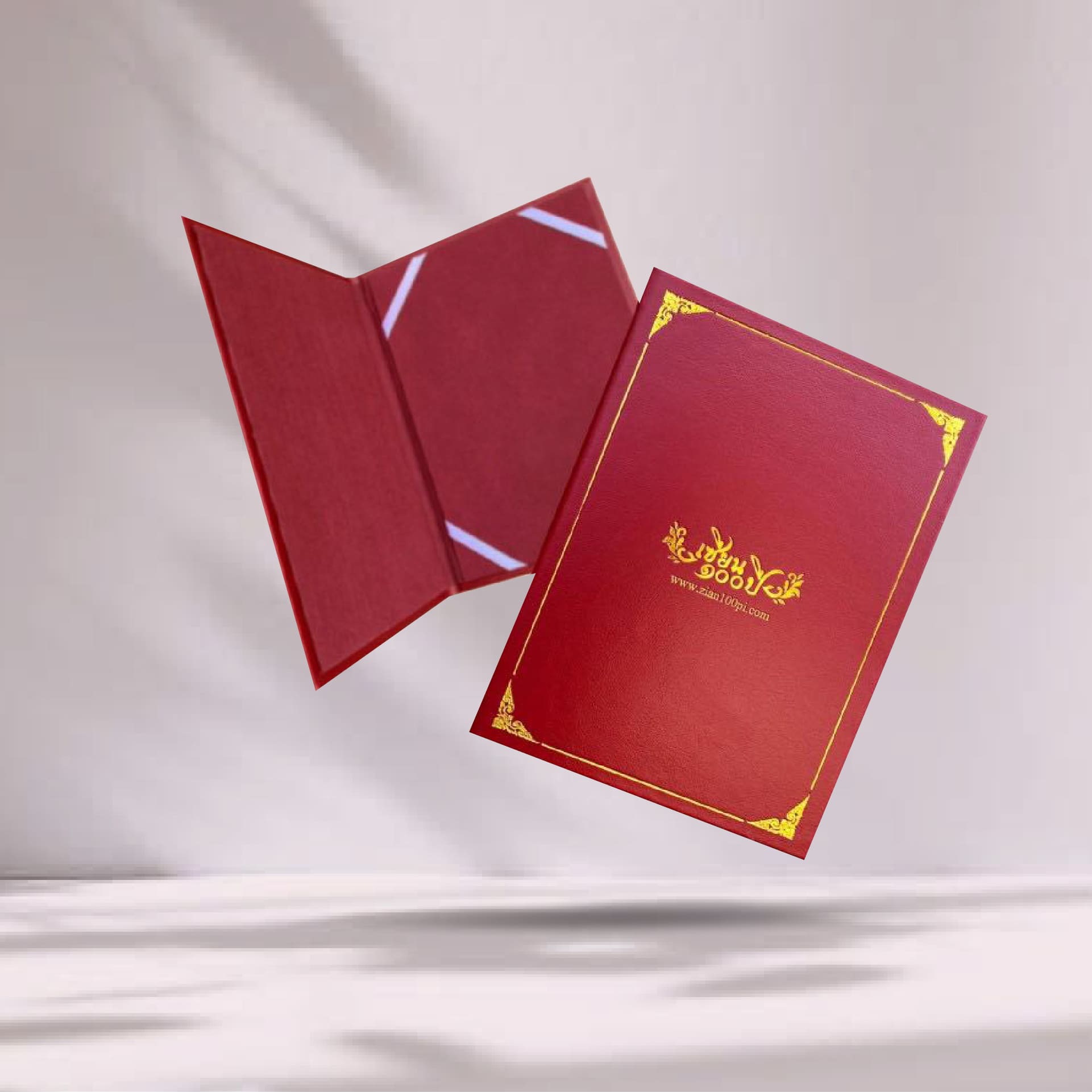 Leather Burning Certificate ปกประกาศหนังพียู สีเบอร์กันดี 