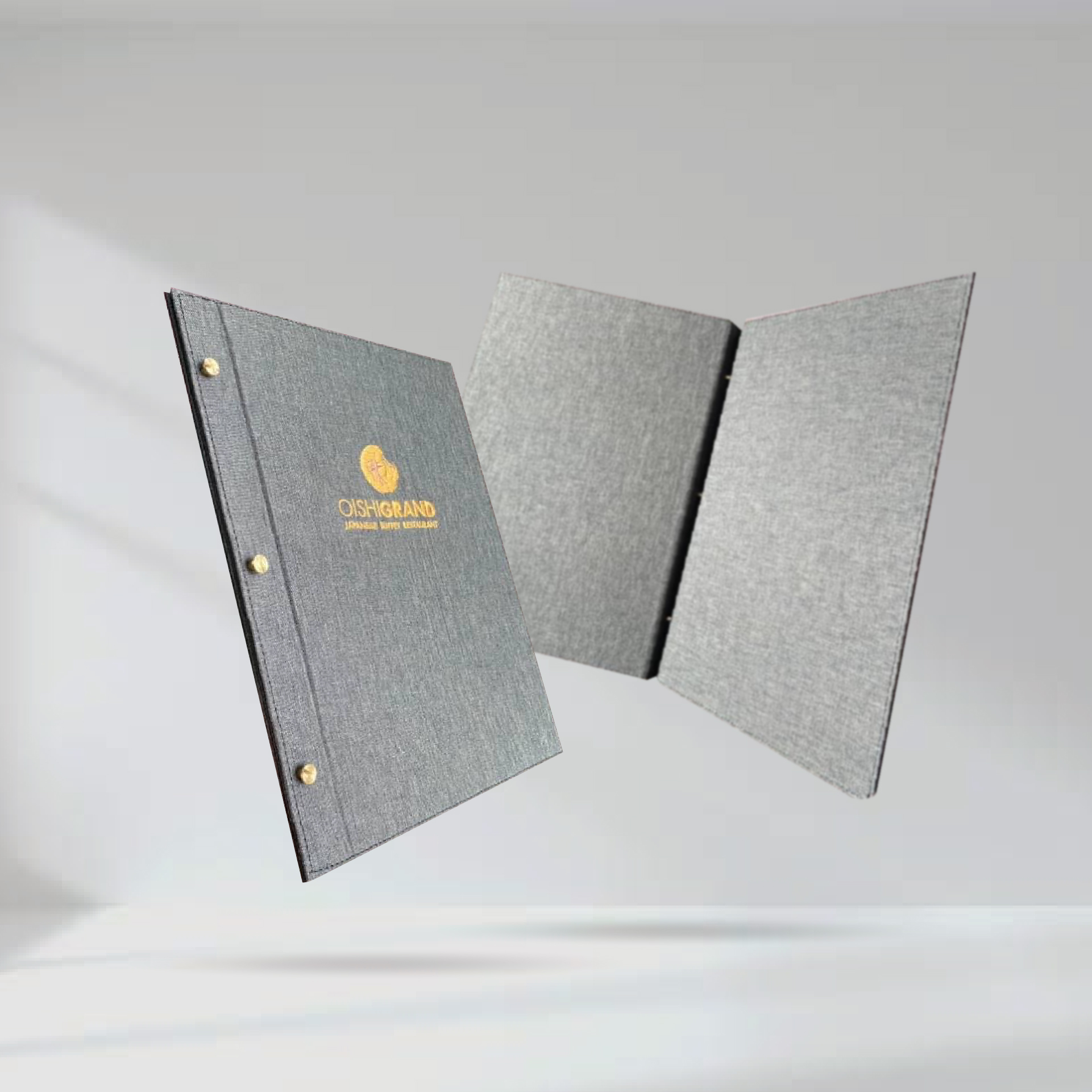 Brown Fabric Menu Cover ปกเมนูผ้าพีวีซี สีเทา