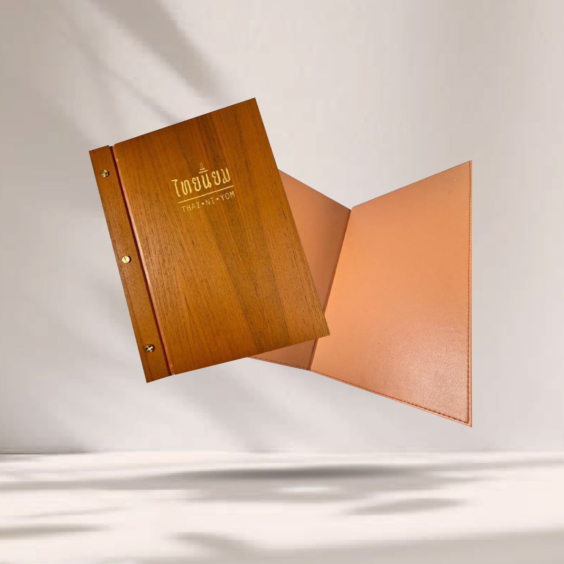 A4 Wooden Menu Cover  ปกเมนูไม้อัดลายไม้สัก