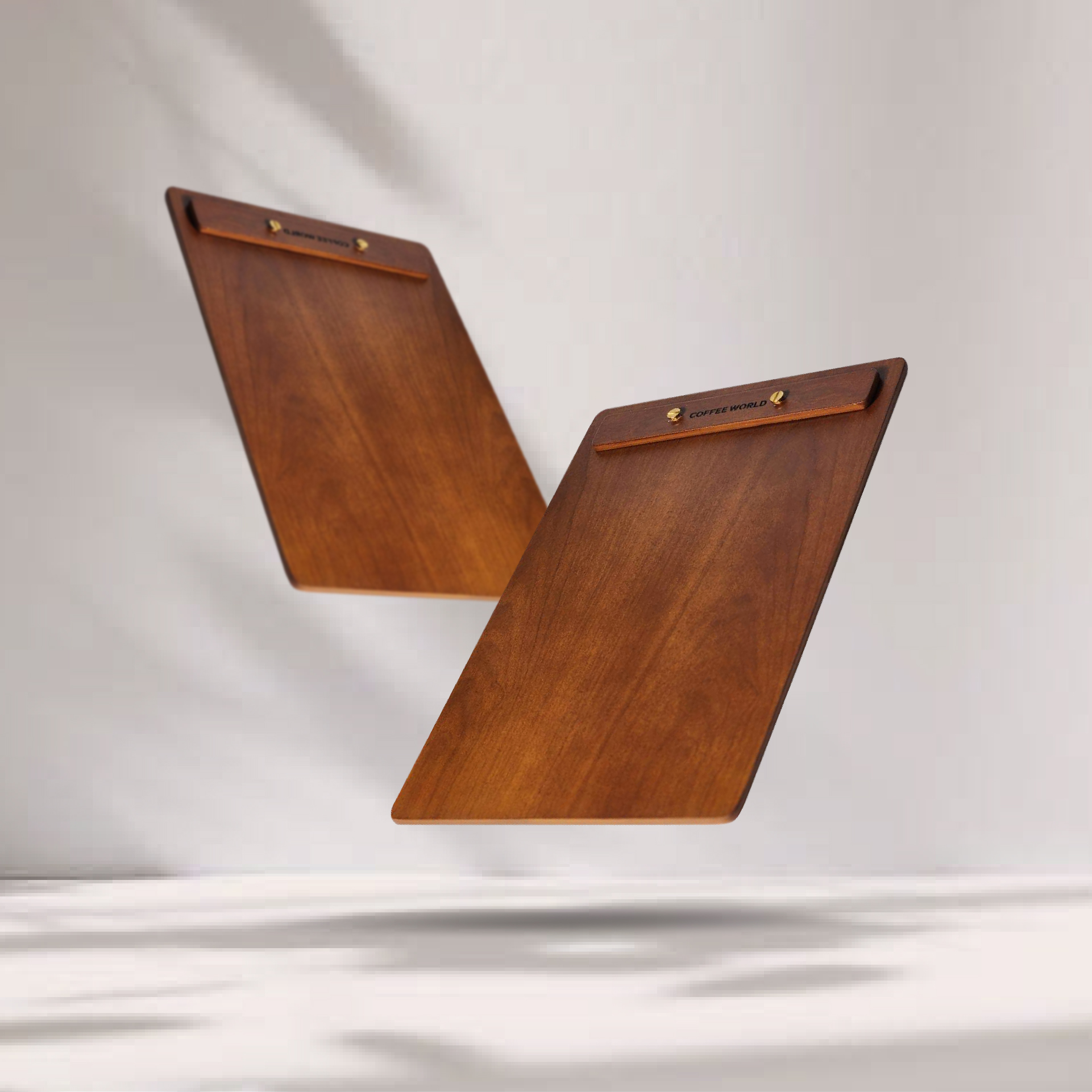 A4 Wood Menu Board with Screws แผ่นปกเมนูไม้