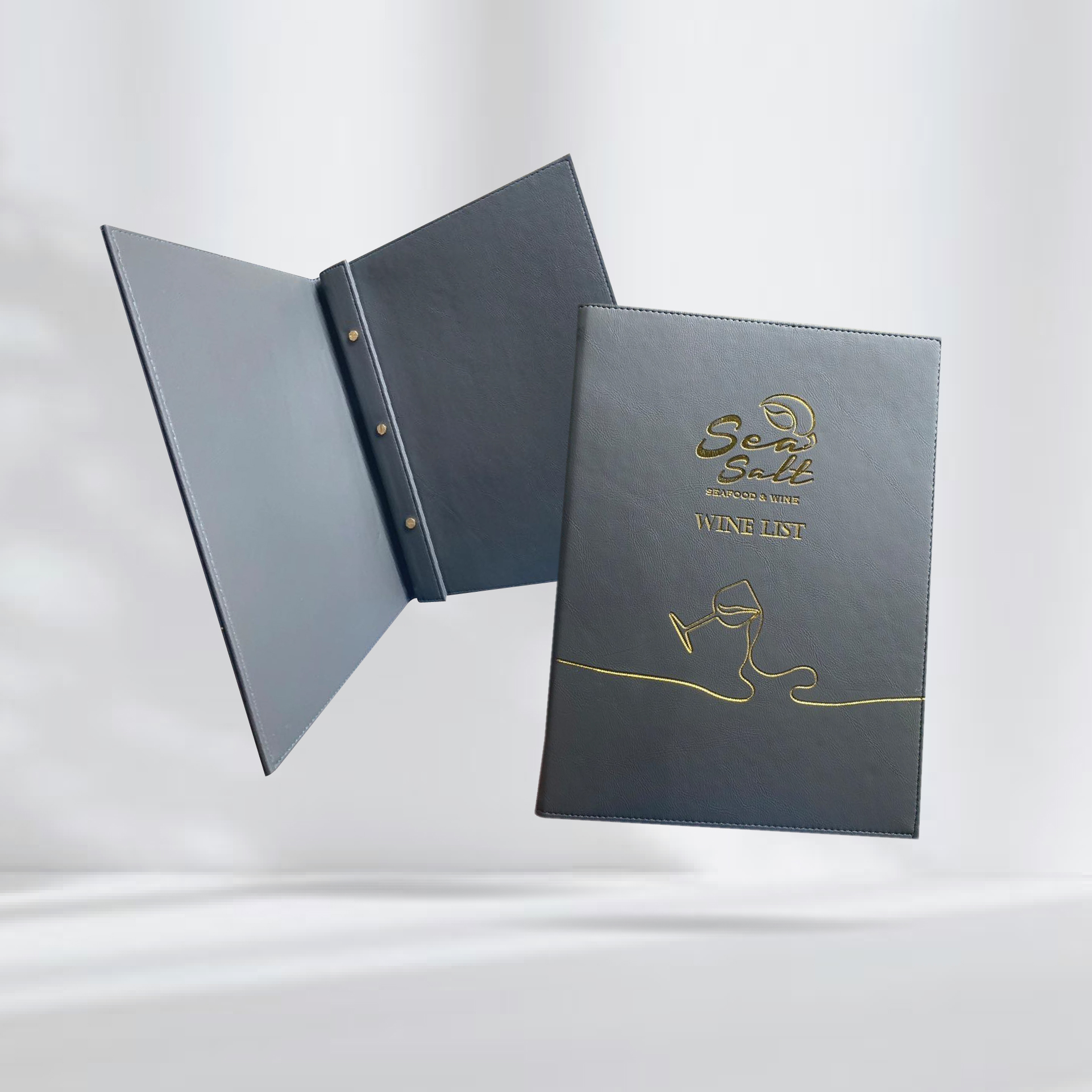 Black Leather Menu Cover ปกเมนูหนังเทียม สีดำ