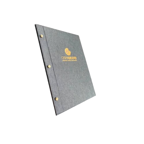 Brown Fabric Menu Cover ปกเมนูผ้าพีวีซี สีเทา