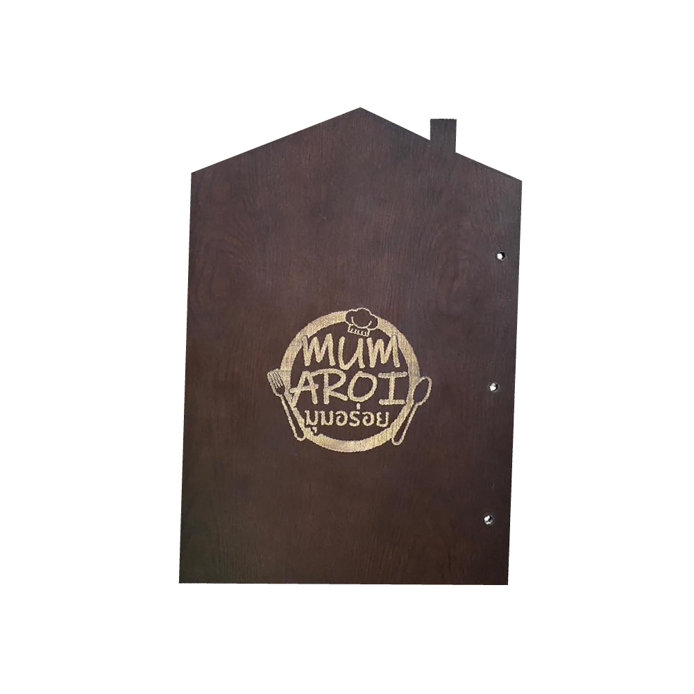 Wood Menu Board with Screws Home แผ่นไม้อัดลายไม้สัก เคลือบและทำสี 