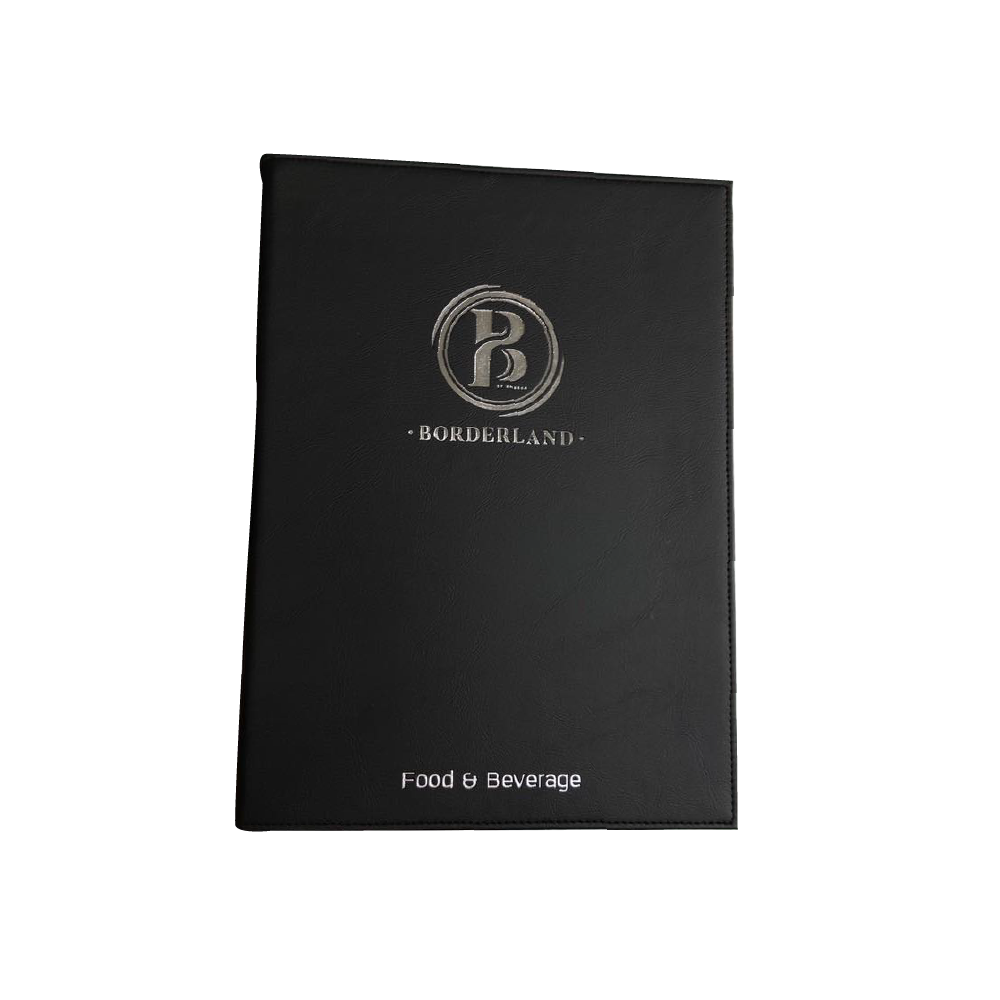 Black Leather Menu Cover ปกเมนูหนังเทียมสีดำ