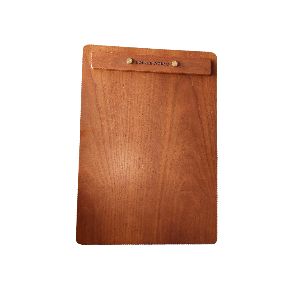 A4 Wood Menu Board with Screws แผ่นปกเมนูไม้